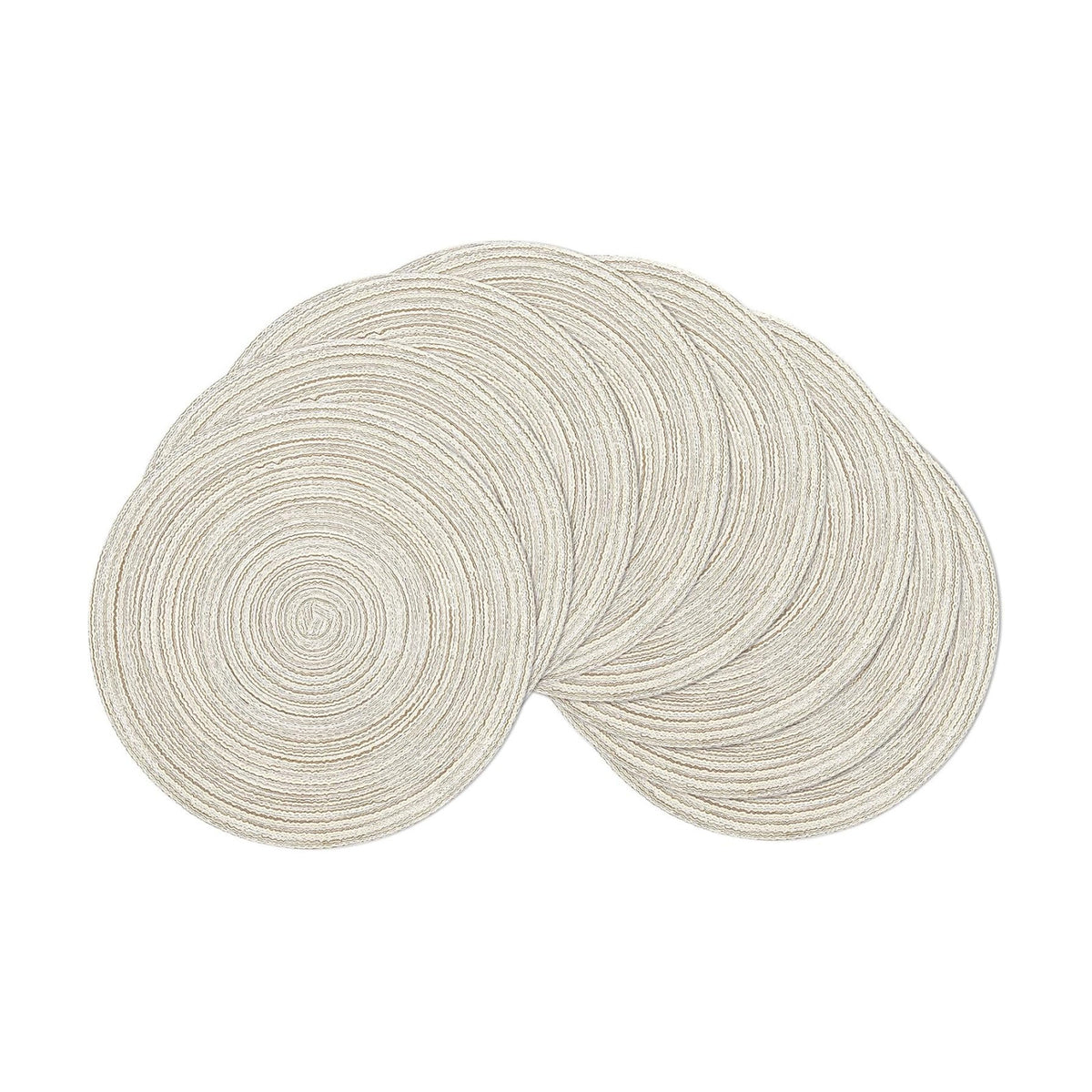 SHACOS Placemats Set of 8 Round Braided Place Mats 15 inch Washable Table Mats for Home Wedding Holiday Party (Ivory, 8)