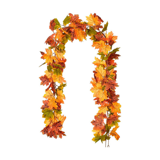 Lvydec 2 Pack Maple Leaves Fall Garland Clearance - 6ft/Strand Artificial Fall Foliage Garland Colorful Autumn Decoration for Home Wedding Party Thanksgiving