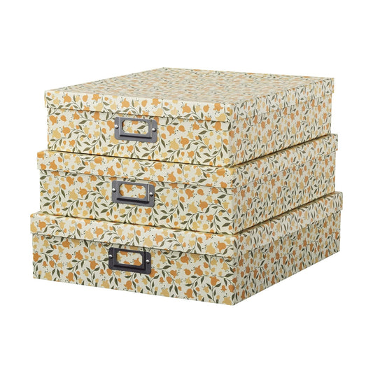Decorative Cardboard Storage Boxes / Floral Dance / Set of 3