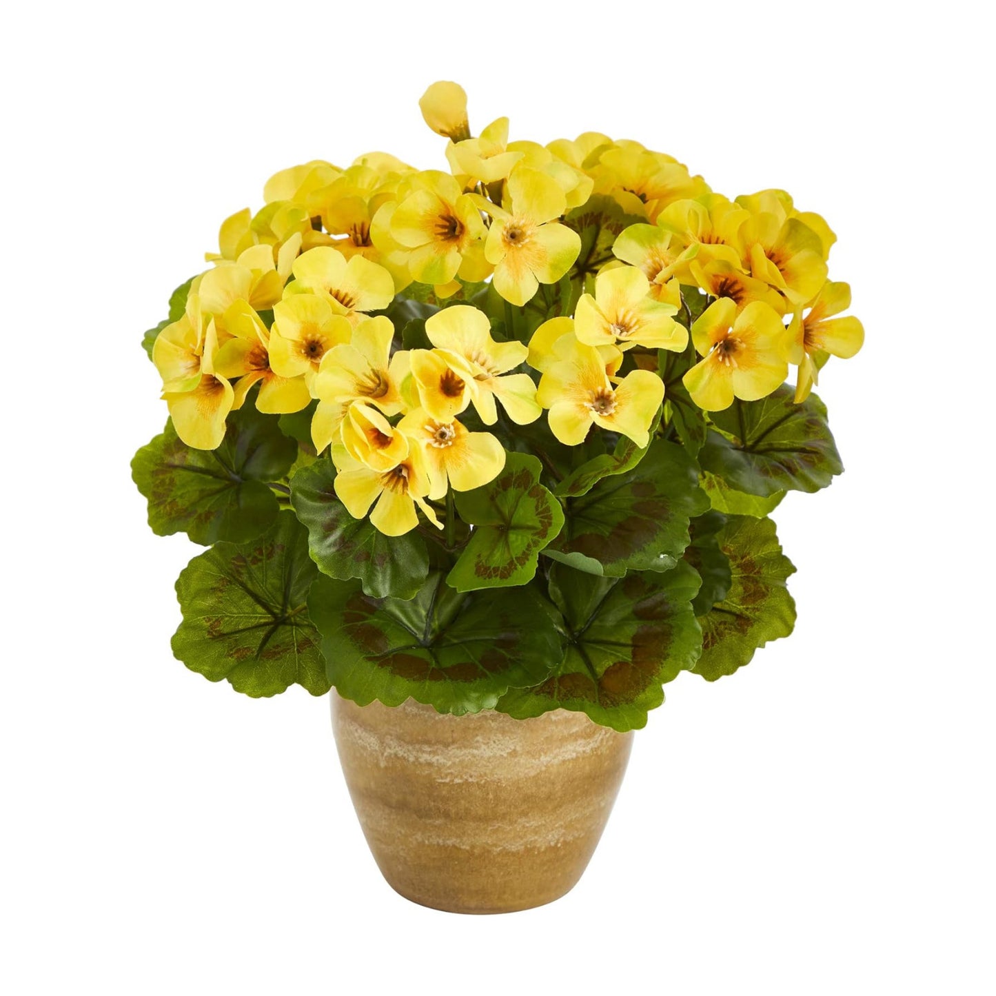 . Geranium Artificial Plant in Ceramic Planter UV Resistant / Yellow / 11 Inch