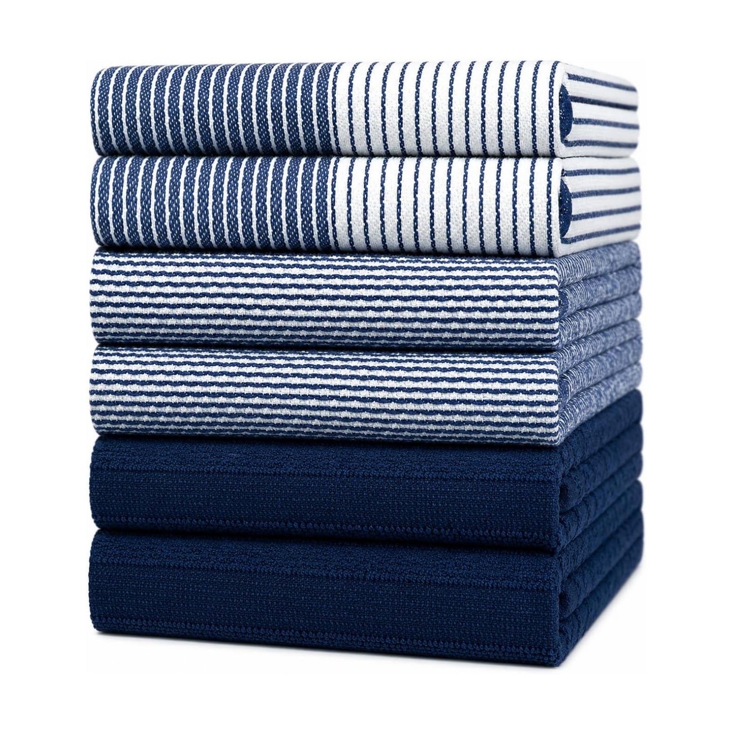 Premium Kitchen Towels 6 Pack 100% Cotton, 20"x28" Dish Towels - Navy Blue | Large Flat & Terry Kitchen Linen Set with