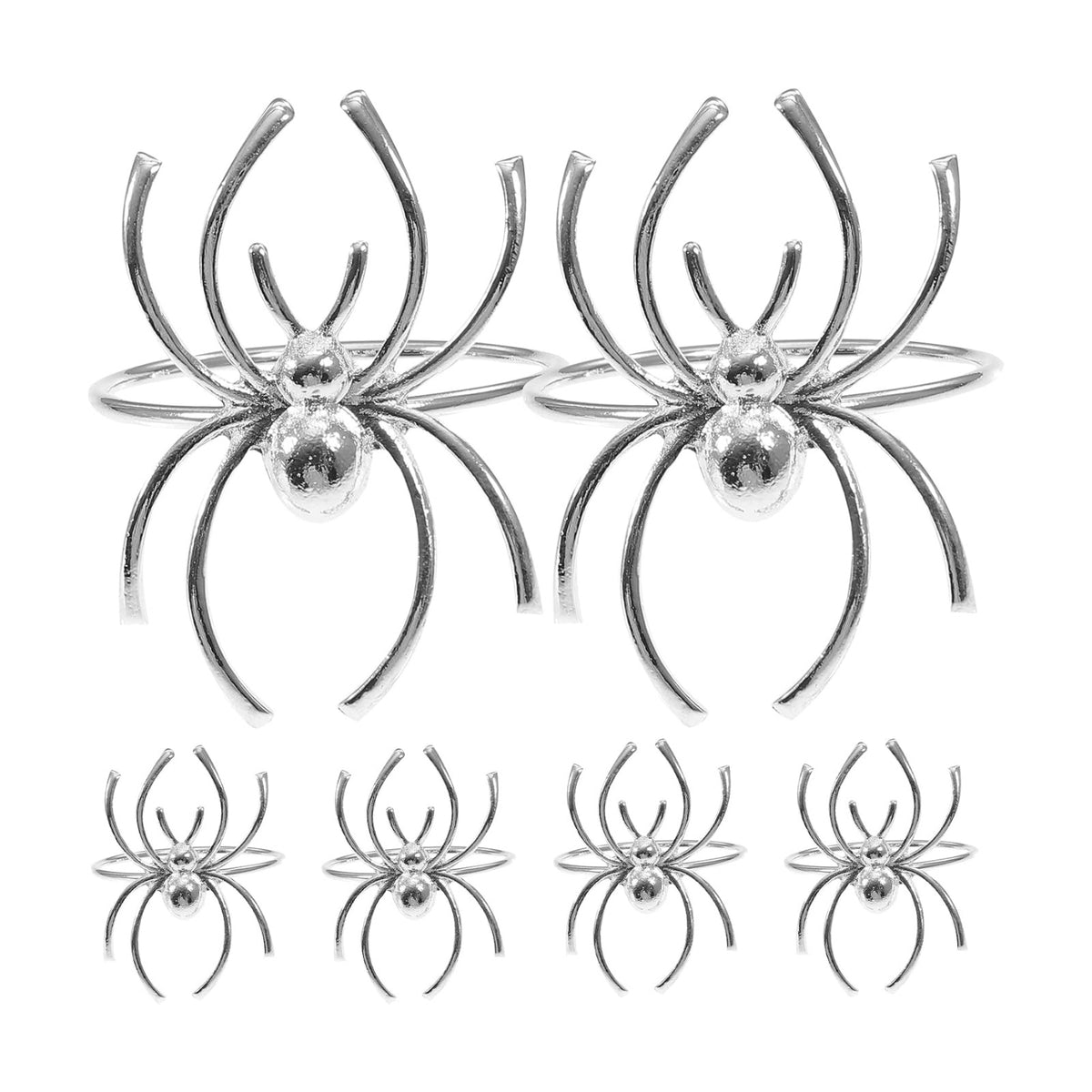 STOBOK Spider Napkin Rings Set of 6 for Home Kitchen Dining Room Table Napkin Rings Horror for Wedding Party Banquet Halloween (Silver)