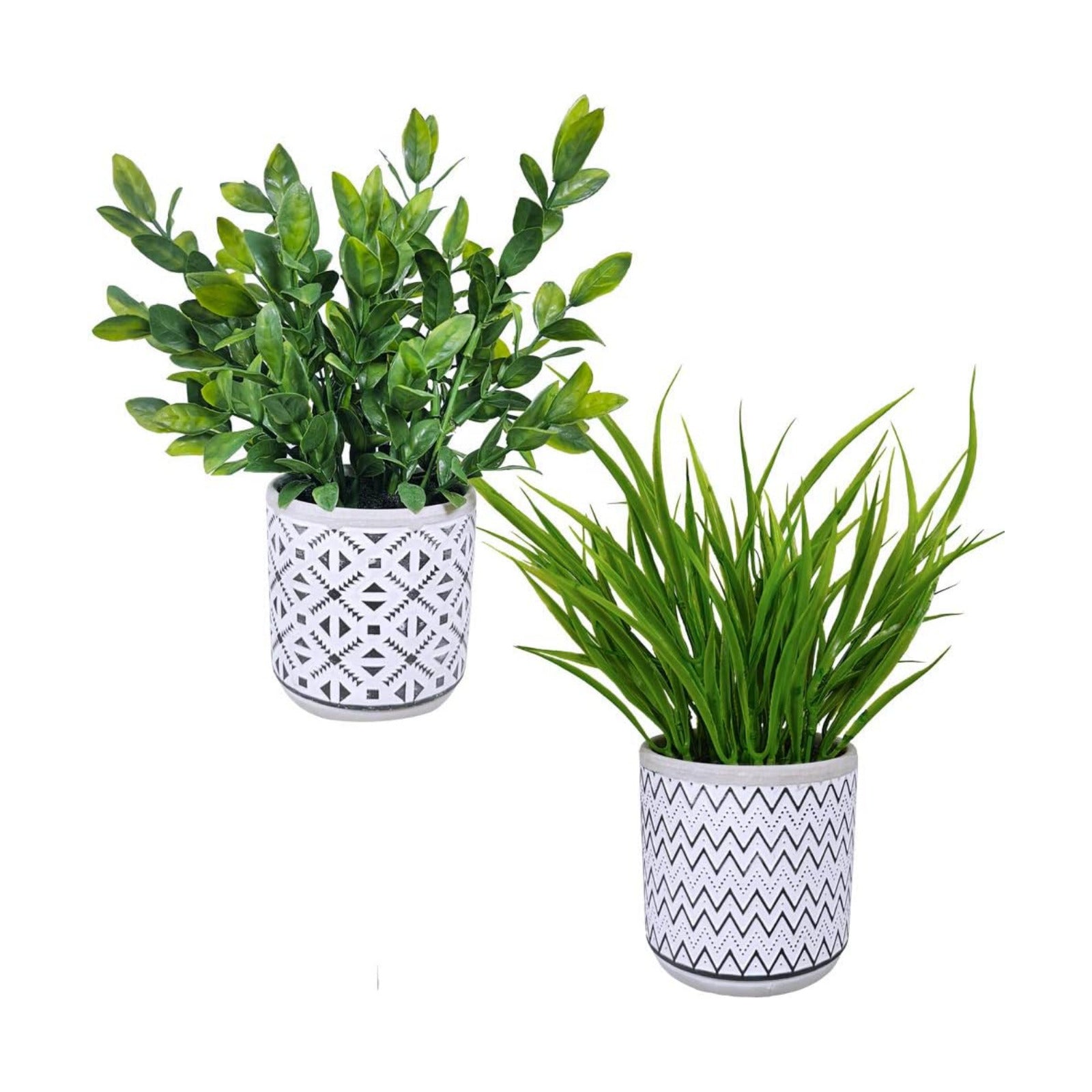 Artificial Potted Plants Potted Eucalyptus Plant Artificial Grass in Modern Concrete / Set of 2