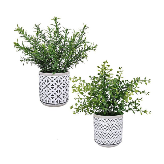 Small Potted Eucalyptus Plant Artificial Plants Boxwood Rosemary Greenery / Green / Set of 2