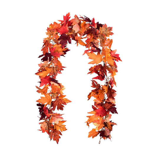 Lvydec 2 Pack Maple Leaves Fall Garland - 6ft/Strand Artificial Fall Foliage Garland Colorful Autumn Decoration for Home Wedding Party Thanksgiving