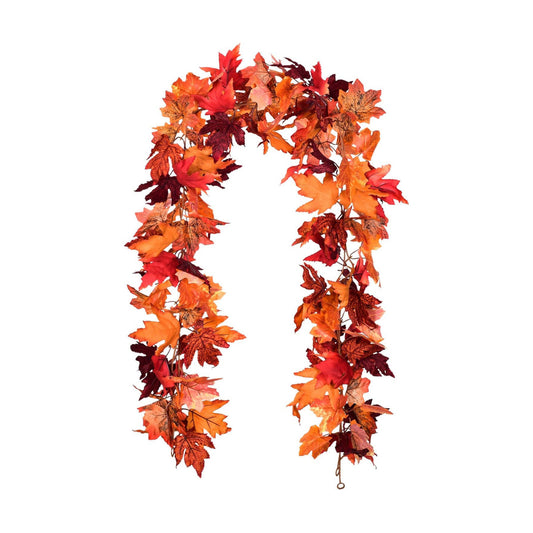 DearHouse 2 Pack Fall Garland Maple Leaf, 5.9Ft/Piece Hanging Vine Garland Artificial Autumn Foliage Garland Thanksgiving Decor for Home Wedding Fireplace Party Christmas (Red)