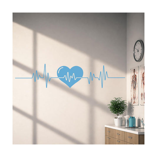 Vinyl Wall Decal Heart Beat Cardiogram Cardio Pulse Health Care Stickers / 9 x 35 / M In / Black