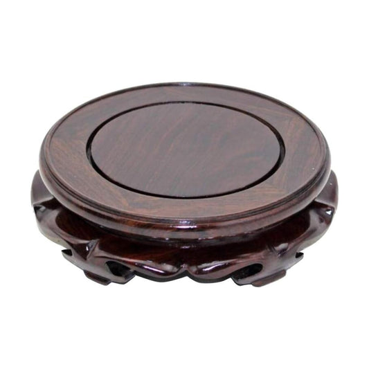 Oriental Furniture Wooden Display Stand Base Lotus Pedestal Vase Base / 4.37 x 1.38 / Size6 / Black