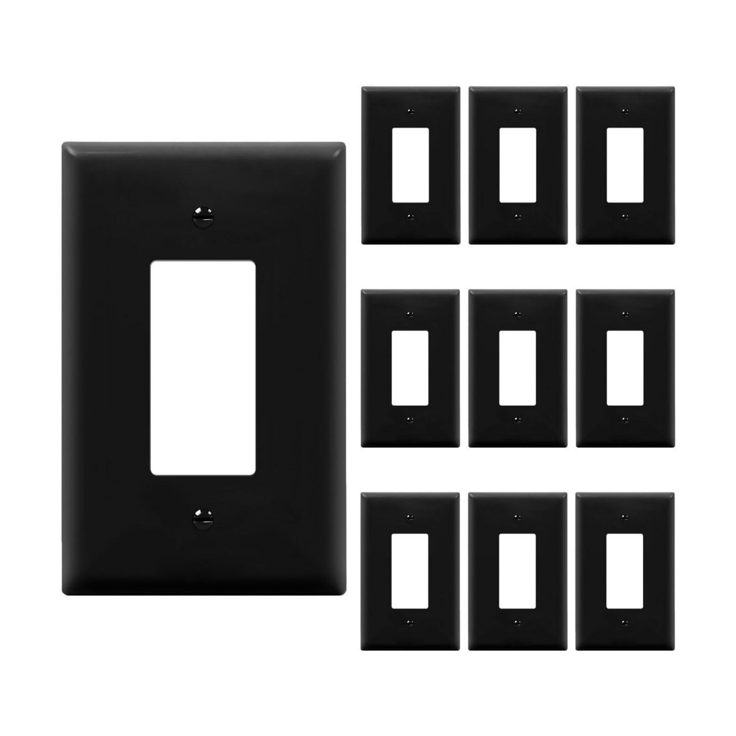 ENERLITES 1-Gang Black Oversize Decorator Switch Outlet Wall Plate, 10 Pack | Size 5.5" x 3.5", Fits light