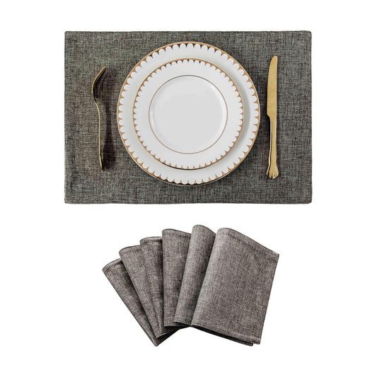 Home Brilliant Cloth Placemats Set of 6 Heat Resistant Dining Table Place Mats Kitchen Table Mats, 13x19 inches, Dark