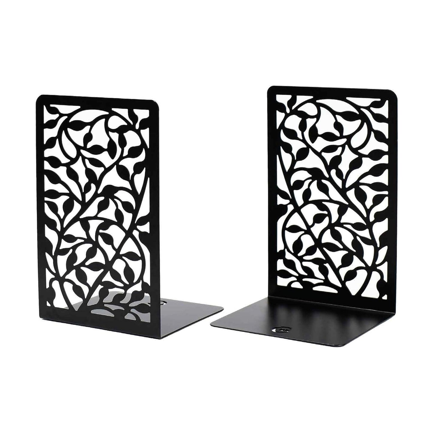 CNK Book Ends for Shelves - Metal Holders for Home Office Heavy Books, Shelf Stoppers, Decorative Set of 2 Black