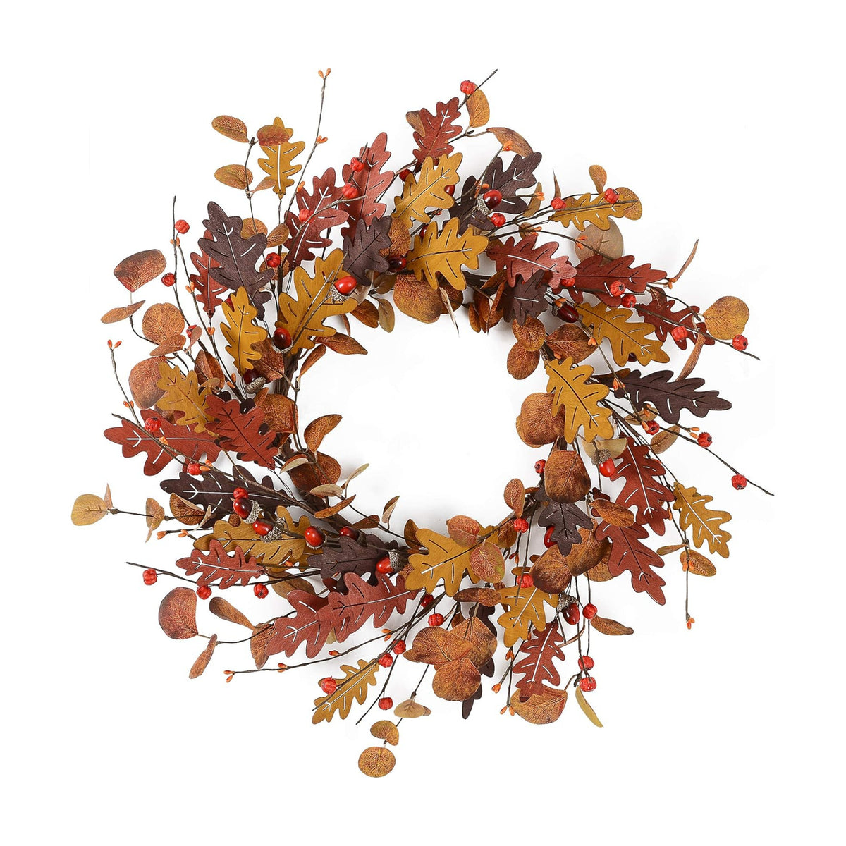 YNYLCHMX 20" Fall Wreath for Front Door, Eucalyptus and Berry Decor