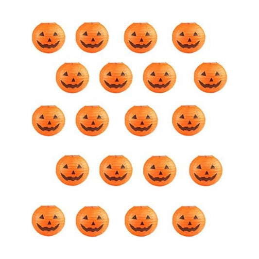 Jangostor 20 PCS Halloween Pumpkin Jack O Lantern Paper Lanterns for Parties, Garden Decoration, 8 Inches (Orange)