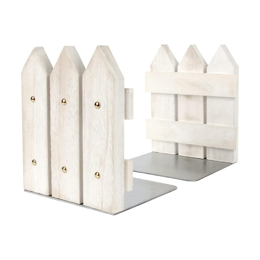 Rustic Wood Bookends / White / Set of 2