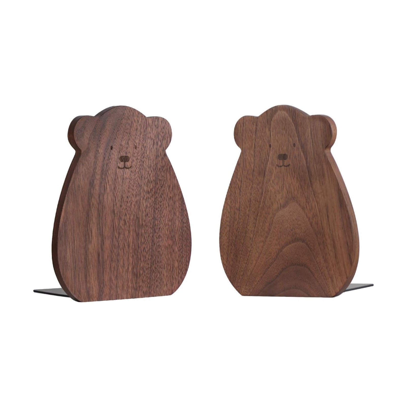 Non-Skip Wooden Bookends / Walnut 1 Pair