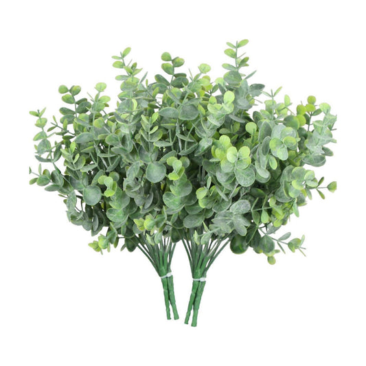 Artificial Eucalyptus Stems Outdoor Plants Farmhouse Plastic Greenery / Dusty Eucalyptus / Set of 6