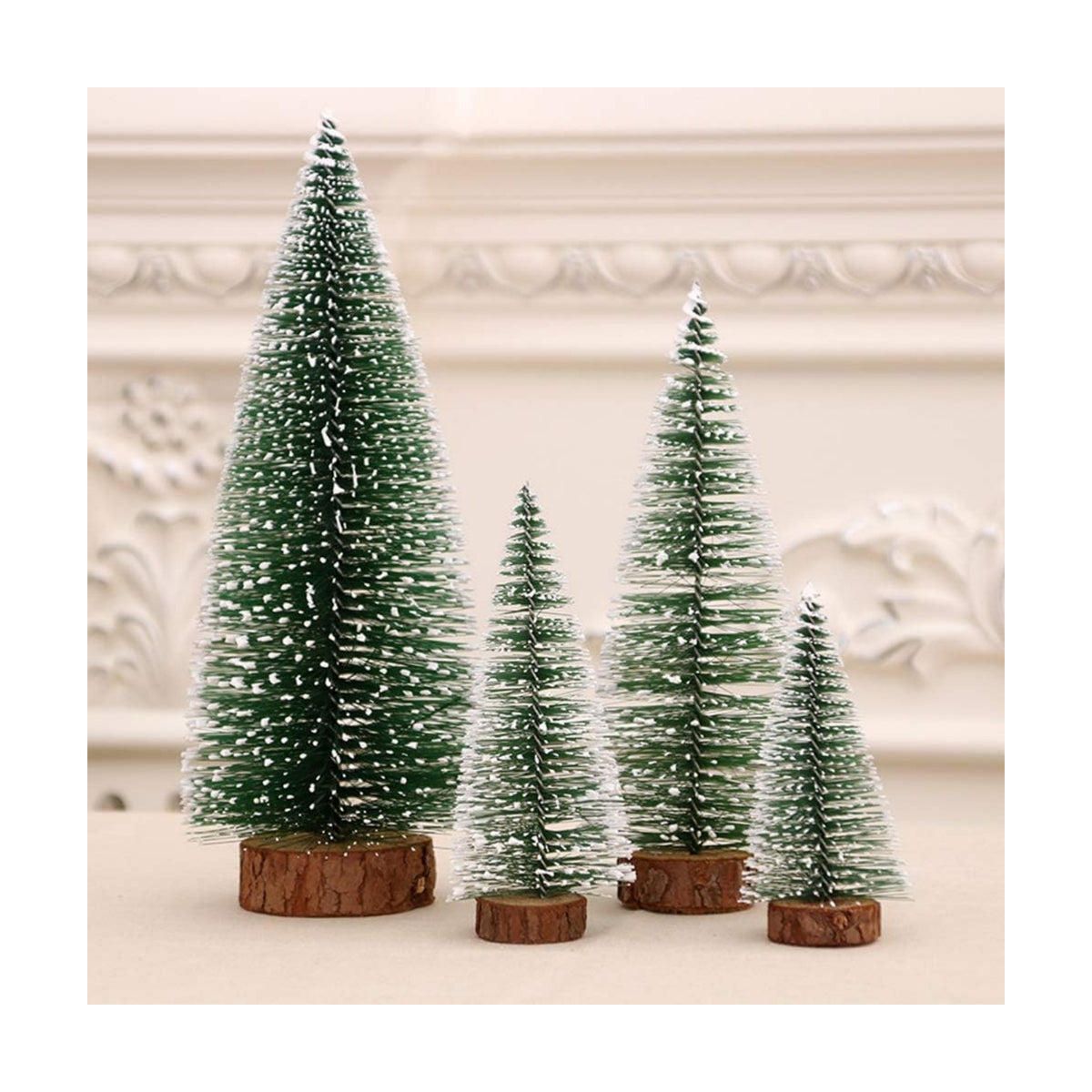 Mini Christmas Tree Snow Frost Sisal Trees Desktop Mini Pine Tree Bottle Brush Trees for Christmas Party Home Decoration(8 Pcs 2 Size: 10/15cm Height)