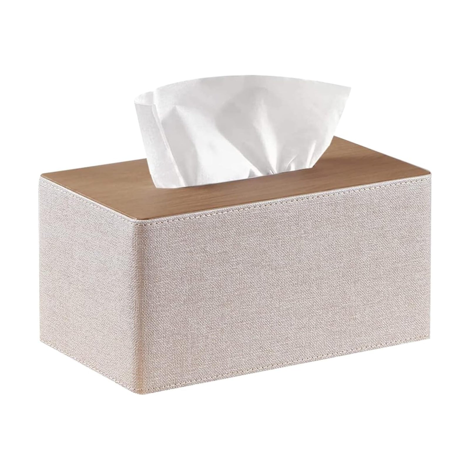 Modern PU Leather Rectangular Facial Tissue Holder / Beige / Plus