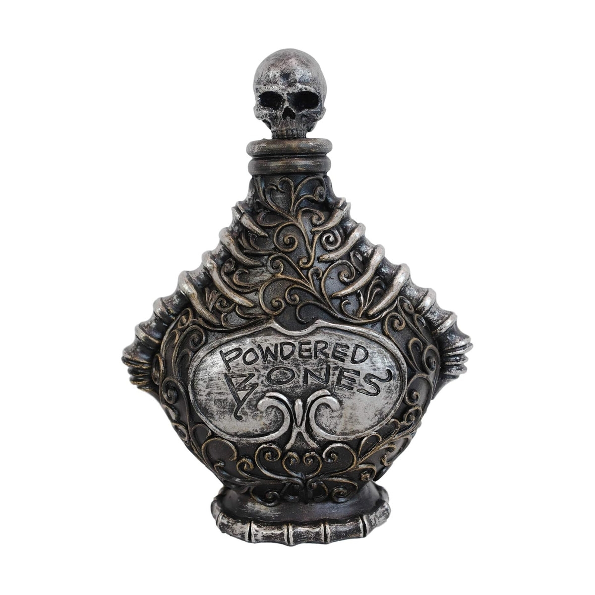 Ebros Gift Wicca Witch Mad Doctor Scientist Witchcraft And Sorcery Elixir Poison Potion Bottle Macabre Alchemy Halloween Prop Accessory Display Bottles (Skeleton Skull Powdered Bones)
