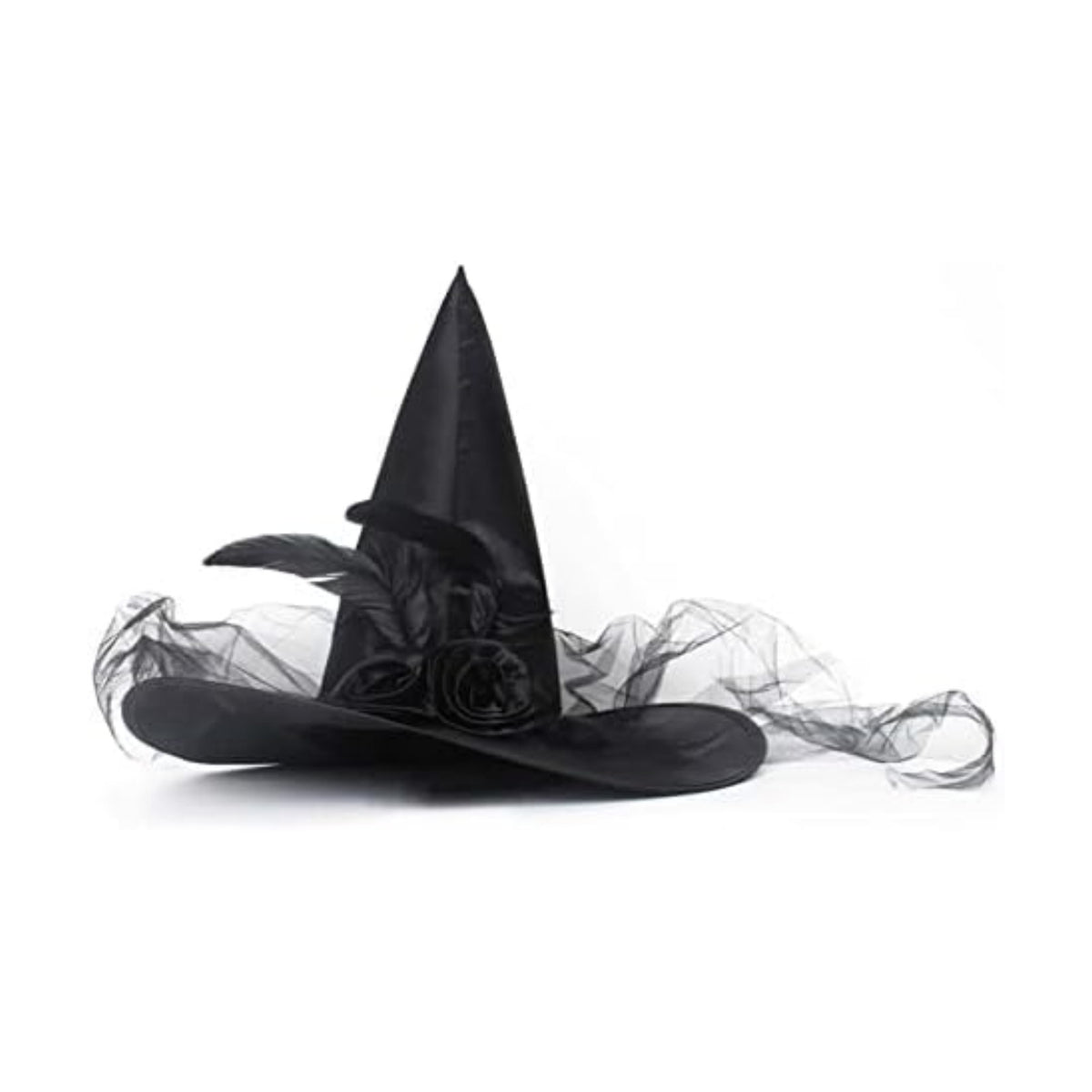 JUSTOTRY Halloween Witch Hat - Halloween Costume Witches Hats for Women attached