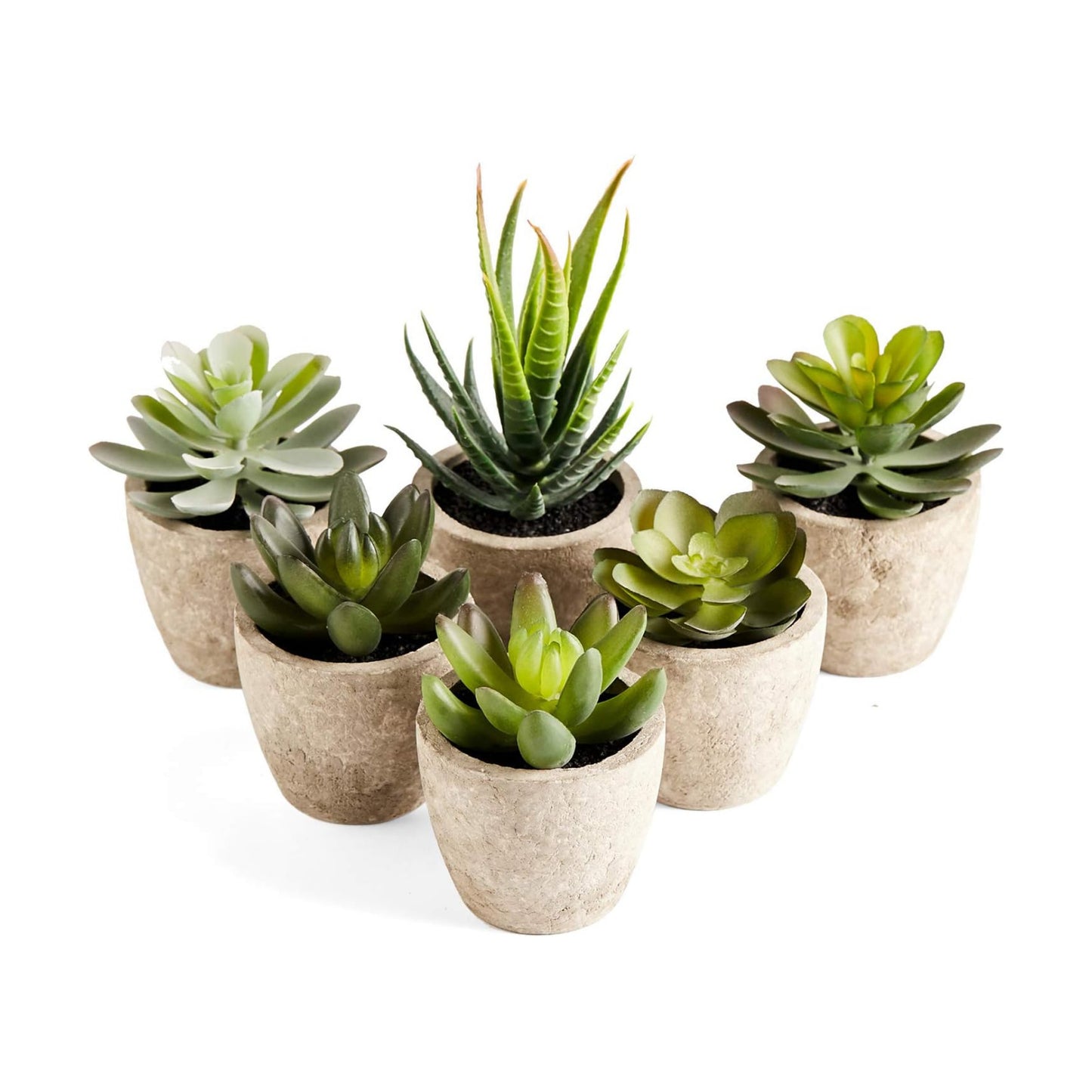 Artificial Succulents Plants Potted Set-Decorative Fake Succulent Plant Faux Plastic Plant / A6sets