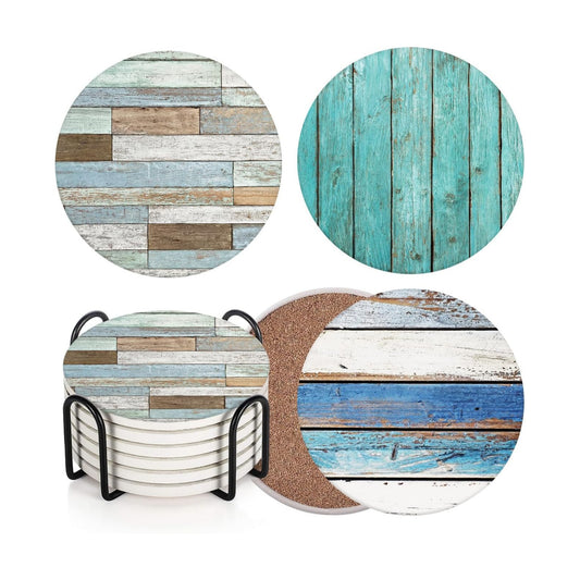 Cork Base and Metal Holder / Wood 3 / Set of 6