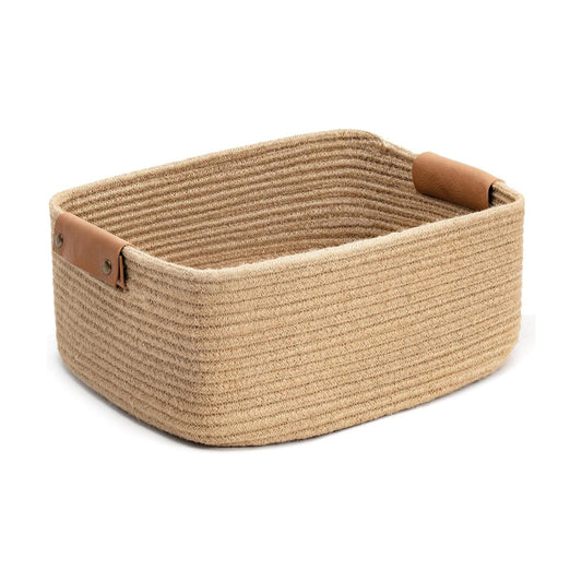 Rectangle Rope Woven Basket / Jute / 14.5 x 13 x 6