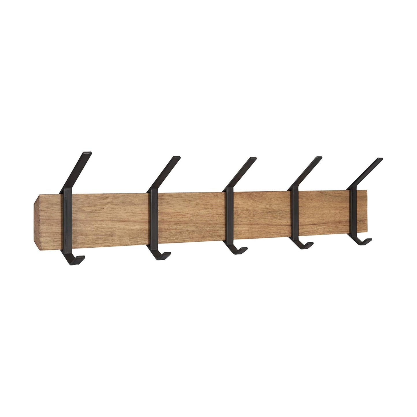 Kate and Laurel Rossmore Farmhouse 5-Hook Wall Hanging Coat Rack, Natural Rustic Wood, Modern Hanging Rack for Coats