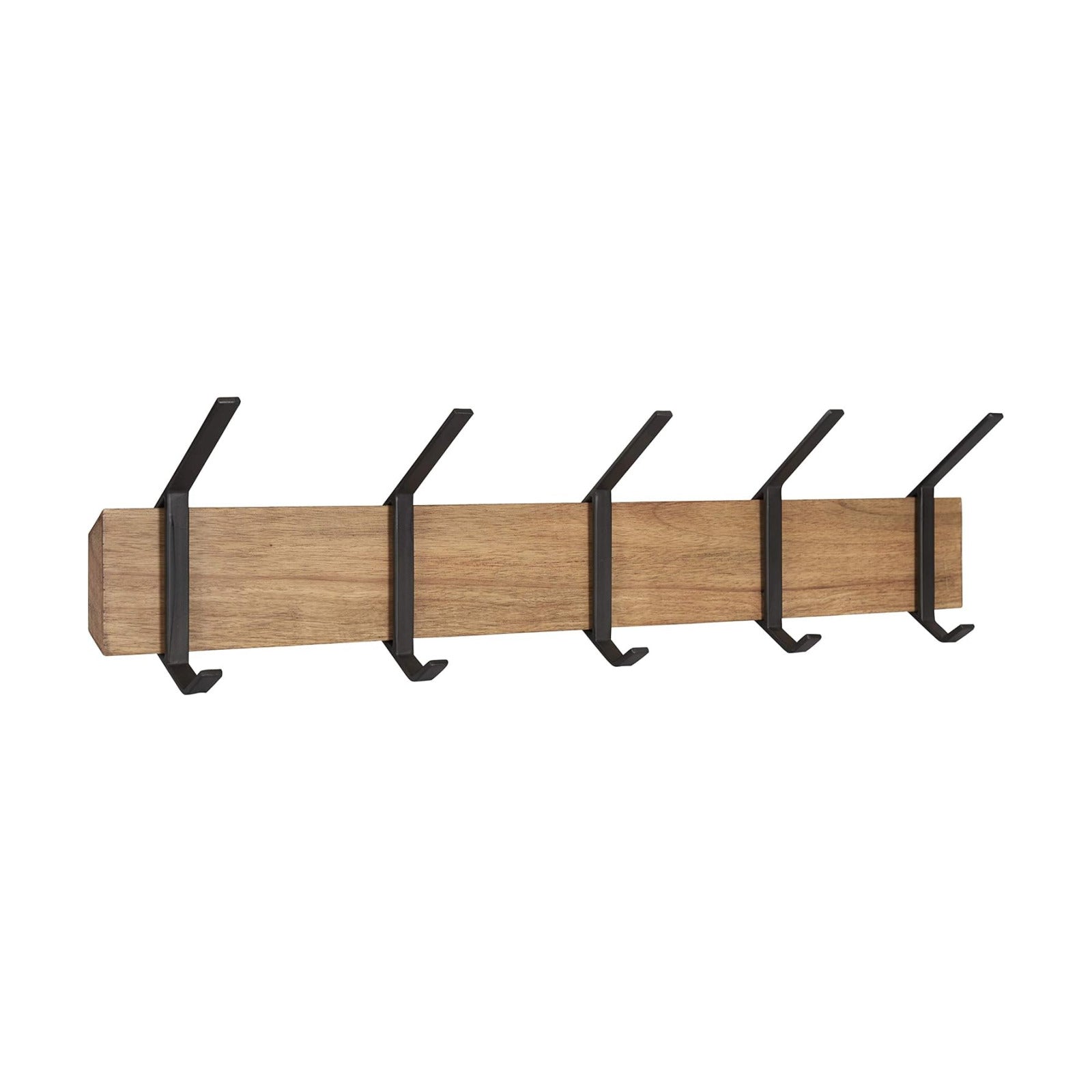 Kate and Laurel Rossmore Farmhouse 5-Hook Wall Hanging Coat Rack, Natural Rustic Wood, Modern Hanging Rack for Coats
