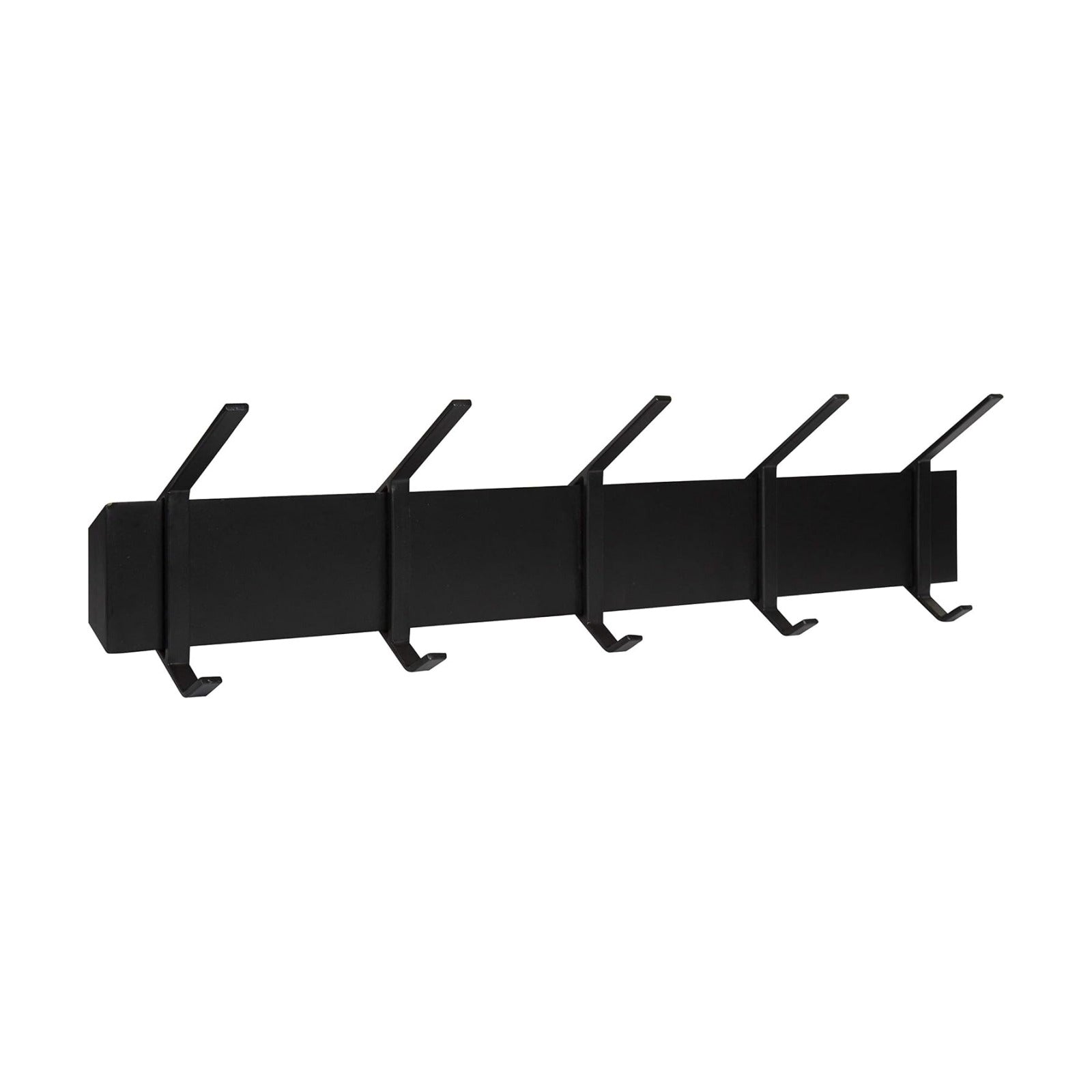 Kate and Laurel Rossmore Farmhouse 5-Hook Wall Hanging Coat Rack, Black, Modern Hanging Rack for Coats, Bags, Or Pots