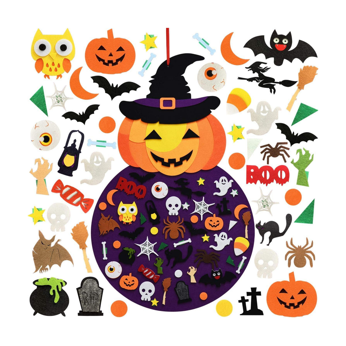 THAWAY DIY Halloween Pumpkin Witch Decor, Felt Halloween Crafts for Kids