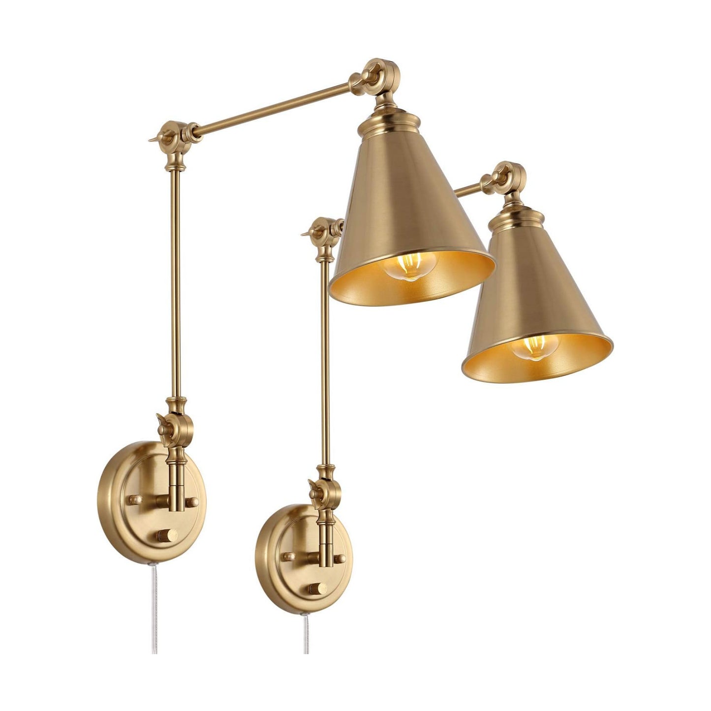 WINGBO Farmhouse Swing Arm Wall Sconce Set of 2, Industrial Adjustable Wall Lamp Light Fixture for Living Room Bedroom