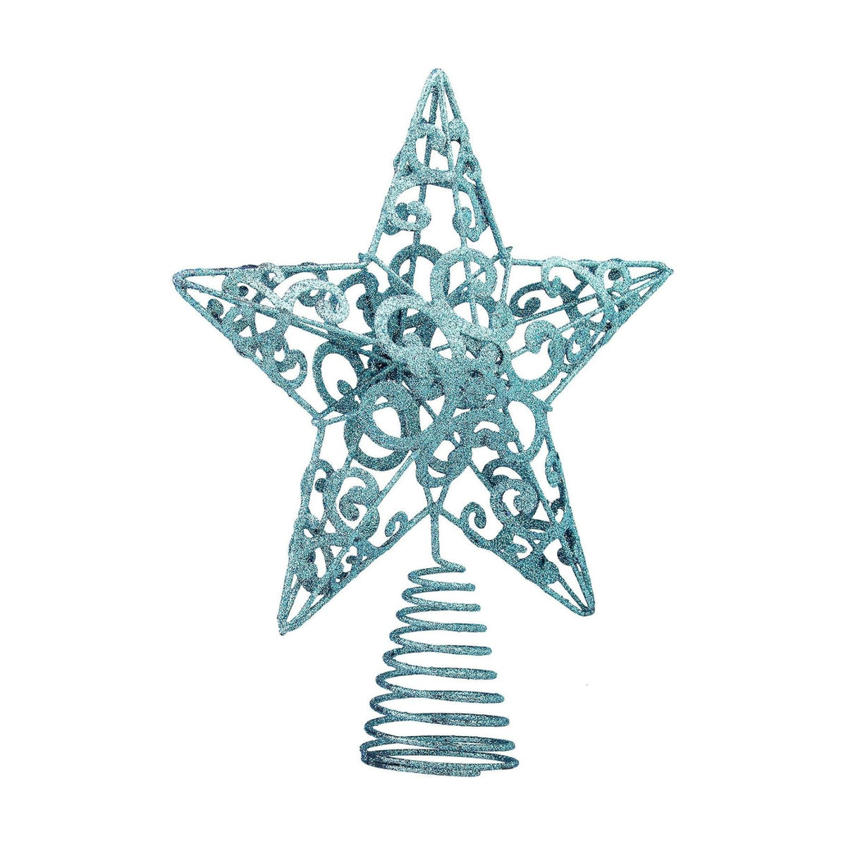Aneco 10 Inches Christmas Treetop Star Metal Glittered Christmas Tree Topper Xmas Tree Decoration Topper for Christmas Holiday Home Office School Mall Decor, Blue