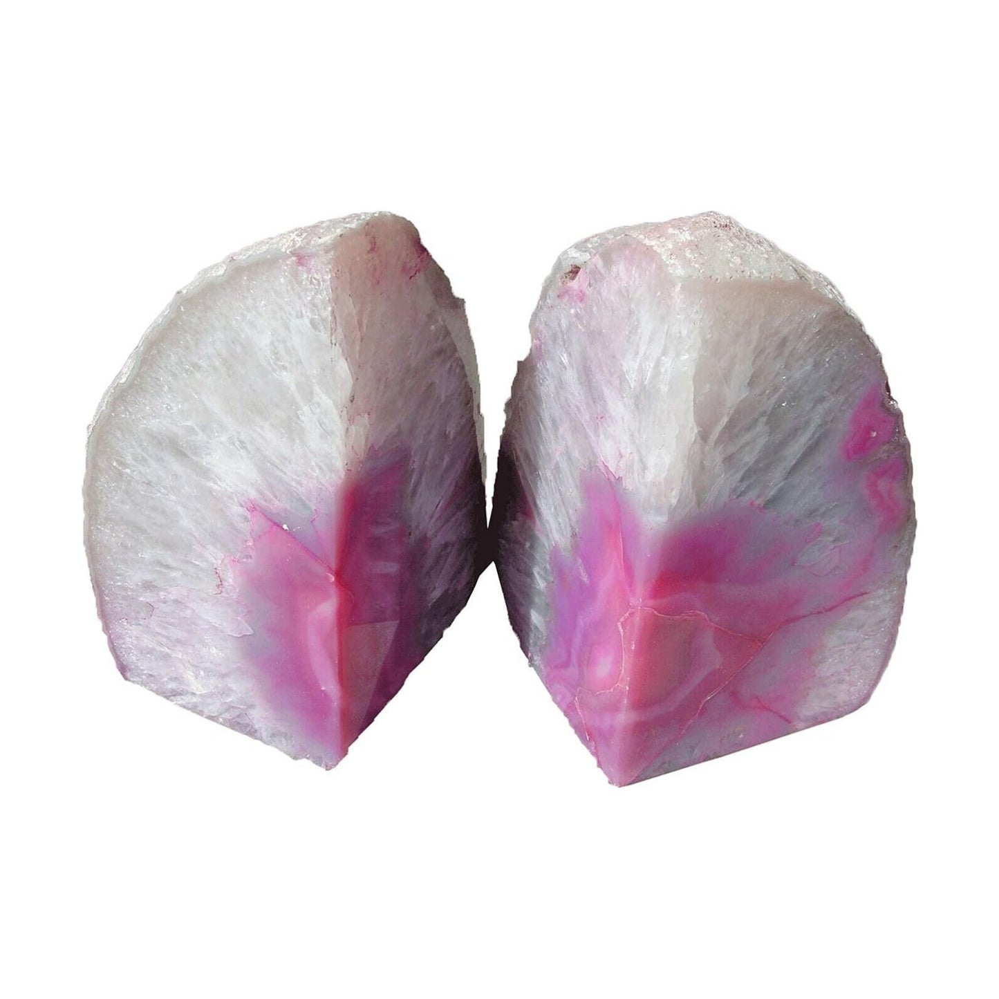 Agate Bookends 1 Pair 2-3 Lbs Small Natural Crystal Book Stopper for Books CDs & / Pink / 2-3LBS
