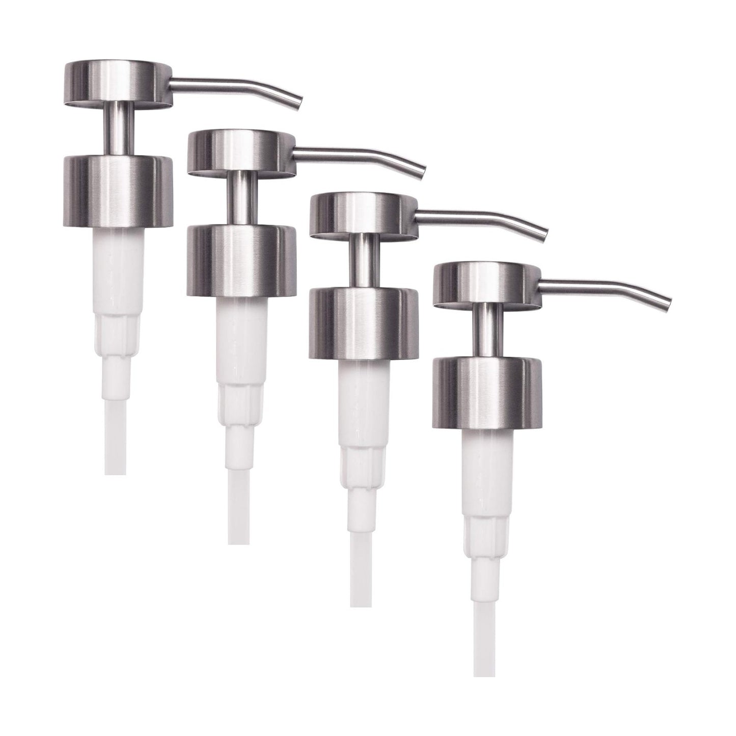 Stainless Steel Flat-Top Soap Pumps, Brushed Nickel, 4-Pack