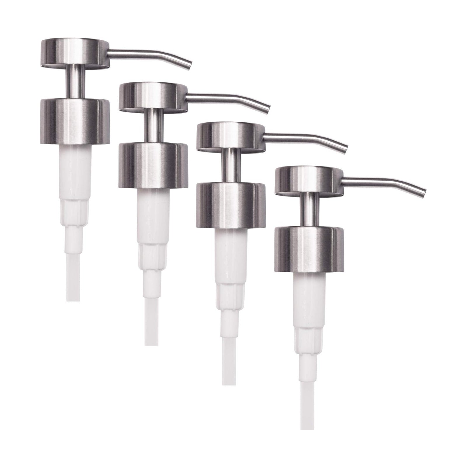 Stainless Steel Flat-Top Soap Pumps, Brushed Nickel, 4-Pack