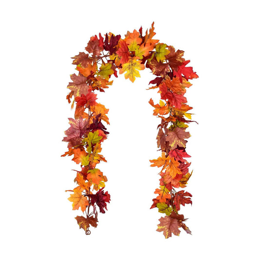 Lvydec 2 Pack Fall Garland Decoration - 5.8ft/Strand Artificial Maple Garland Colorful Leaves Autumn Decor for Home Wedding Party Thankgiving (Mixed Color)