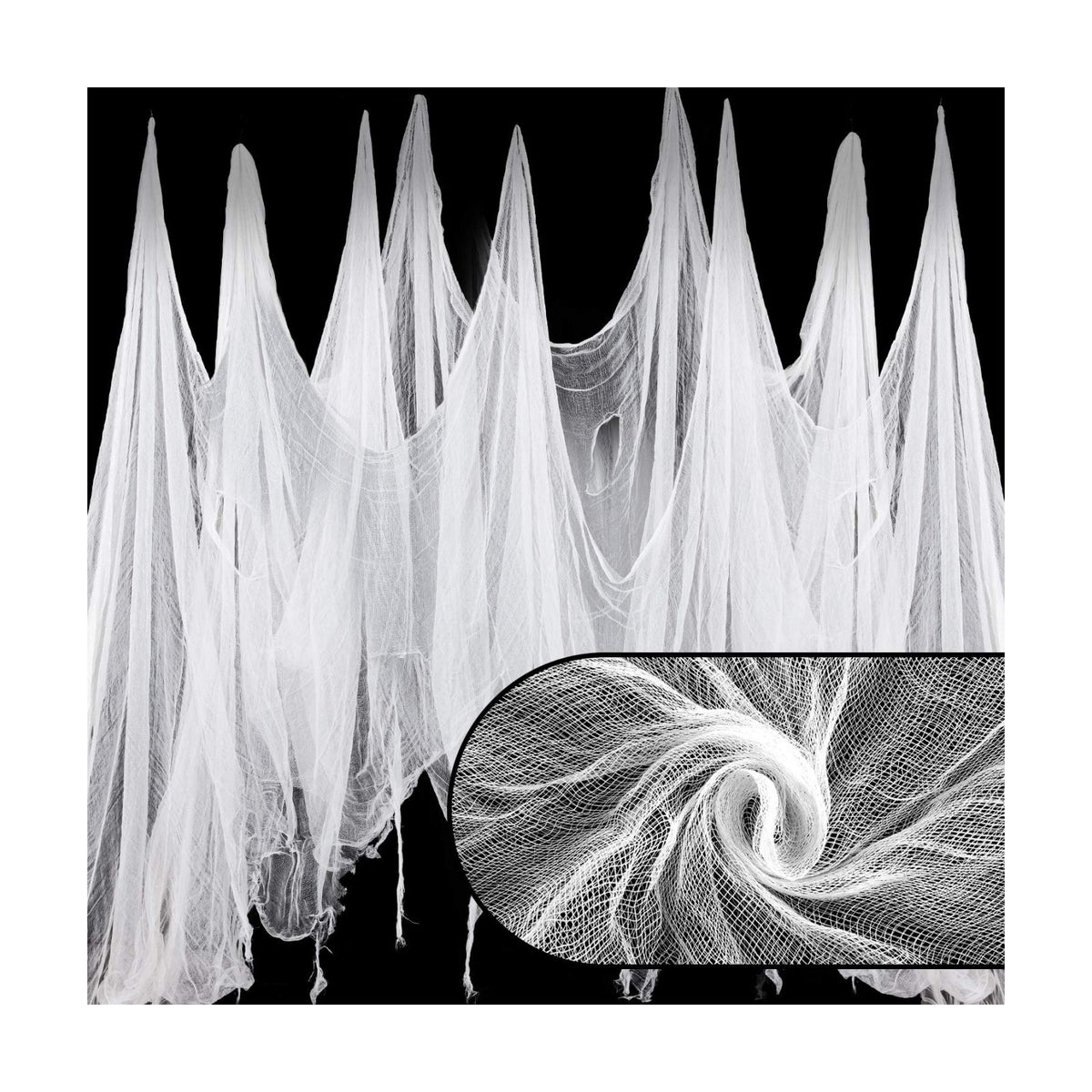 Whaline Halloween White Creepy Cloth 276 x 87 Inch Spooky Halloween Creepy Decoration Scary White Netting Gauze Cloth for Haunted Houses Party Indoor Outdoor Decor