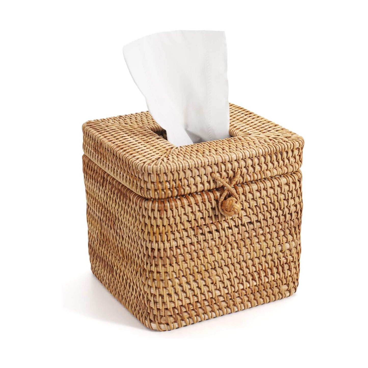 Rattan Square Tissue Box Cover / Natural / 5.7 x 5.7 x 5