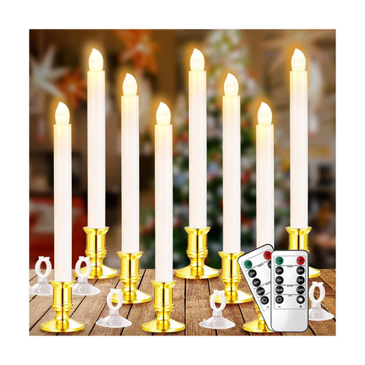 YAUNGEL Window Candles, 8 Pack LED Battery Operated Christmas Candles for Windows with Remote Timer Electric Candle