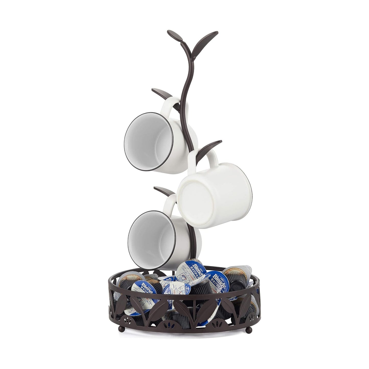 ALLCENER Mug Holder Stand, Countertop Mug Tree, Coffee Pod Holder with Mug Rack, Coffee Counter Bar Accessory & Kitchen