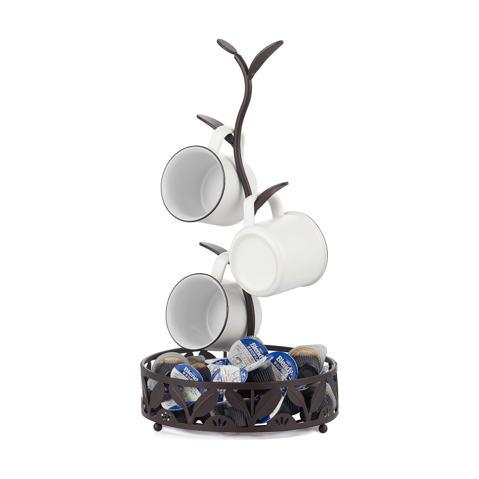ALLCENER Mug Holder Stand, Countertop Mug Tree, Coffee Pod Holder with Mug Rack, Coffee Counter Bar Accessory & Kitchen