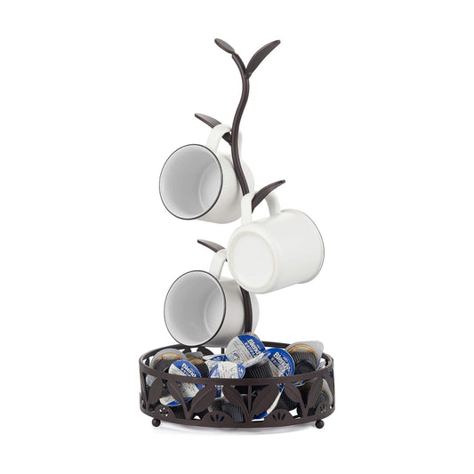 ALLCENER Mug Holder Stand, Countertop Mug Tree, Coffee Pod Holder with Mug Rack, Coffee Counter Bar Accessory & Kitchen