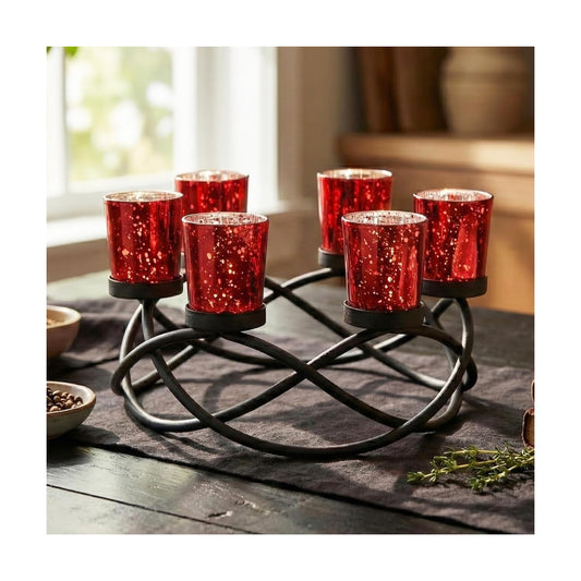 Seraphic Candle Holders for Table Centerpiece Decor, Indoor/Outdoor, Red