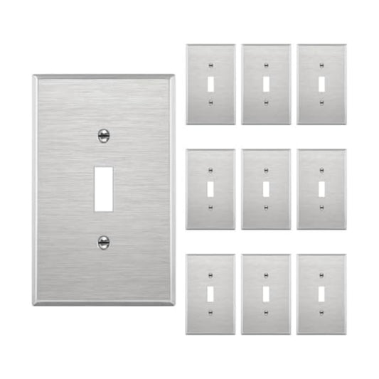 ENERLITES Toggle Light Switch Metal Cover Plate, Stainless Steel Wall Plate, Corrosion Resistant, Mid-Size 1-Gang 4.88"