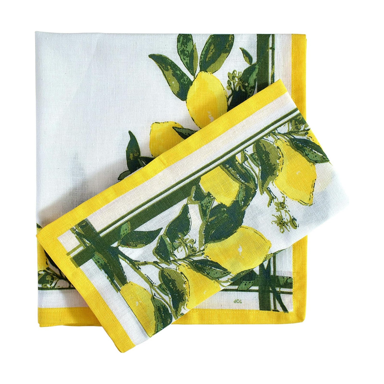 FINGERCRAFT Cloth Napkins Set of 12 Cotton Linen, 20x20 Inch, Lemon Print | Mitered corner, washable, soft, absorbent