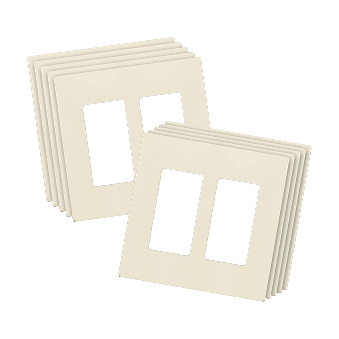 ENERLITES 2-Gang Light Almond Screwless Decorator Wall Plate Outlet Cover | 10 Pack, Size 4.68" x 4.73", Fits light