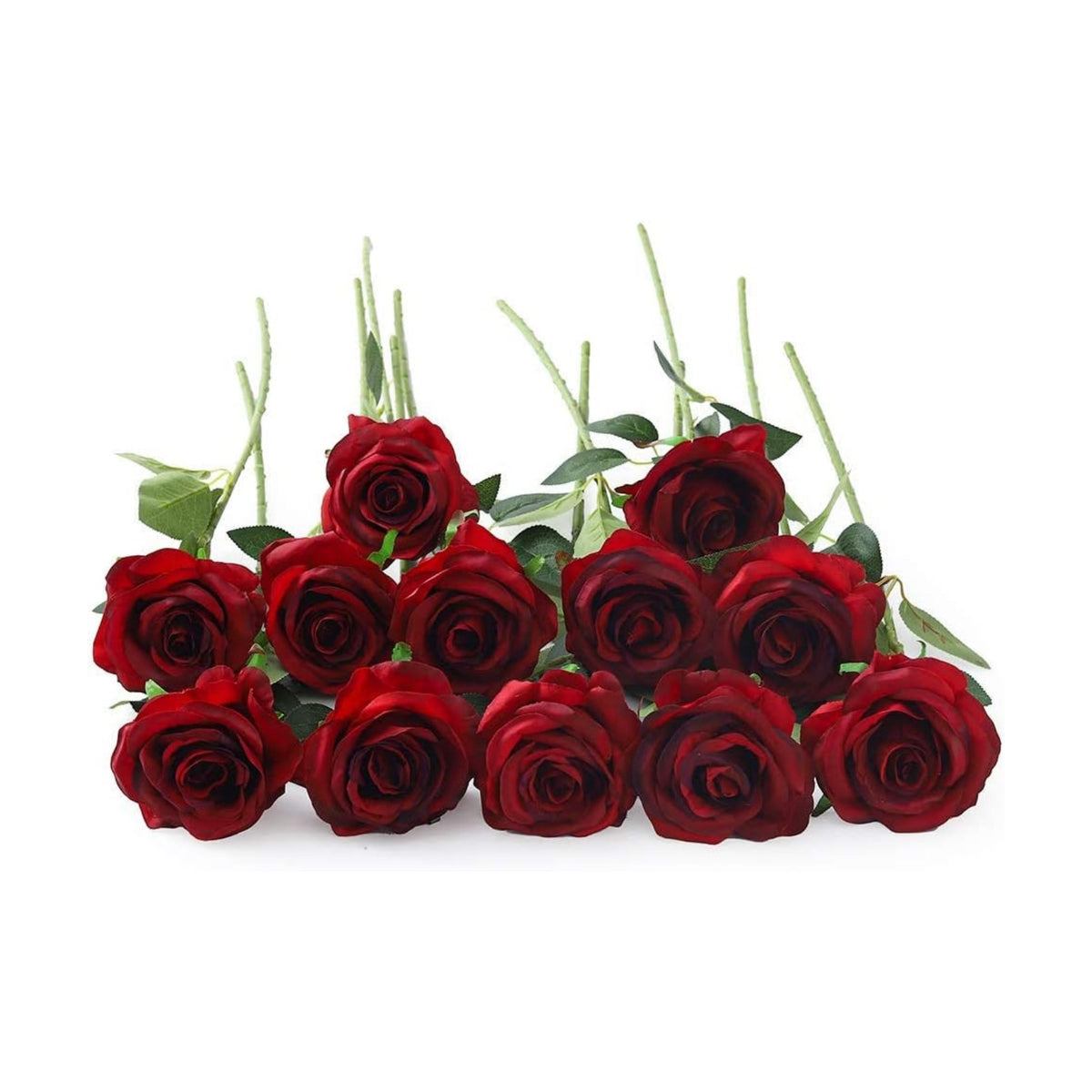 Laelfe 12 PCS Artificial Flowers Roses Silk Flowers Fake Long Stem Artificial Roses for Home Wedding Bathroom Kitchen Decorations (Gradient Burgundy)