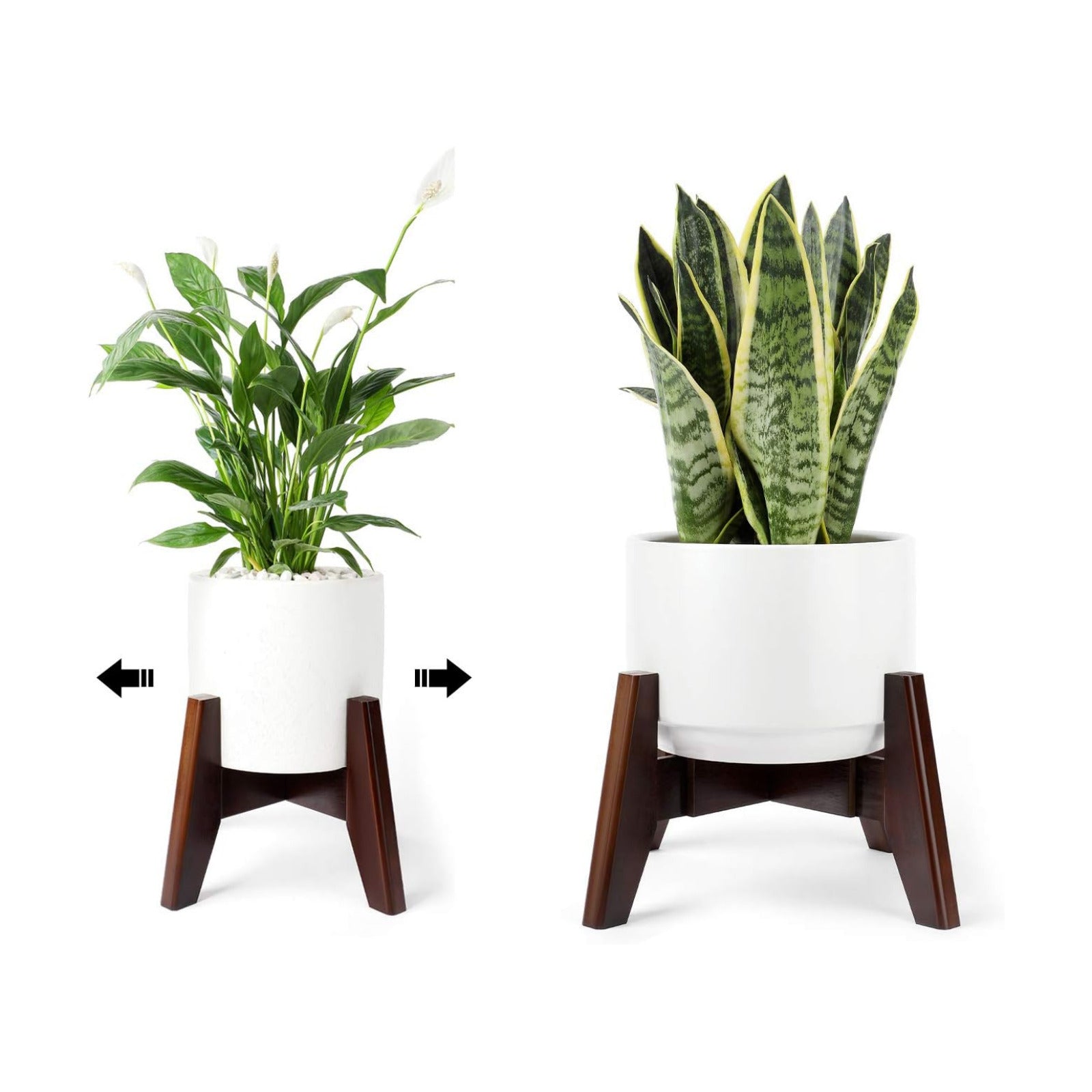 Seanmi Plant Stands for Indoor Plants, Bamboo Plant Stand, Mid Century Plant Holder, Adjustable Width, Fits 8 9 10 11