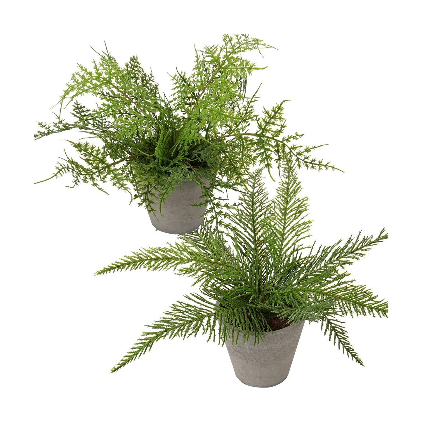 Fake Plants Potted Artificial Plants Greenery Faux Fern Eucalyptus Décor / Green #02 / Set of 2
